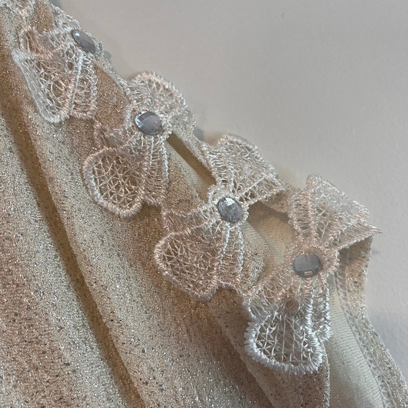 Vintage Y2K Sparkly Star Rhinestone Top with Bow Sleeve Detail - Picture 3 of 9